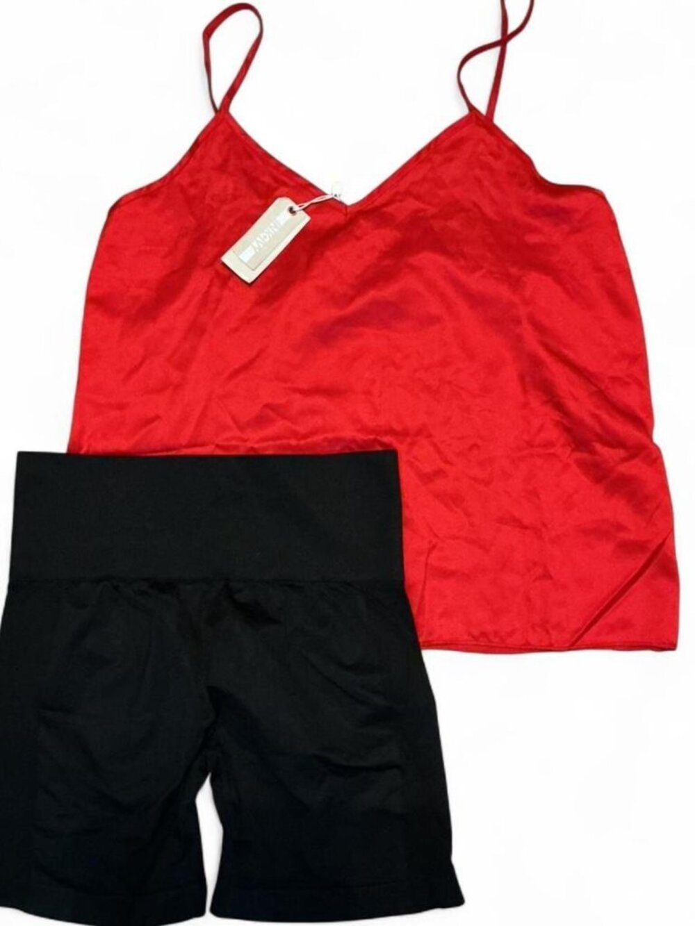 Red Cami and black shorts sportswear set NWT